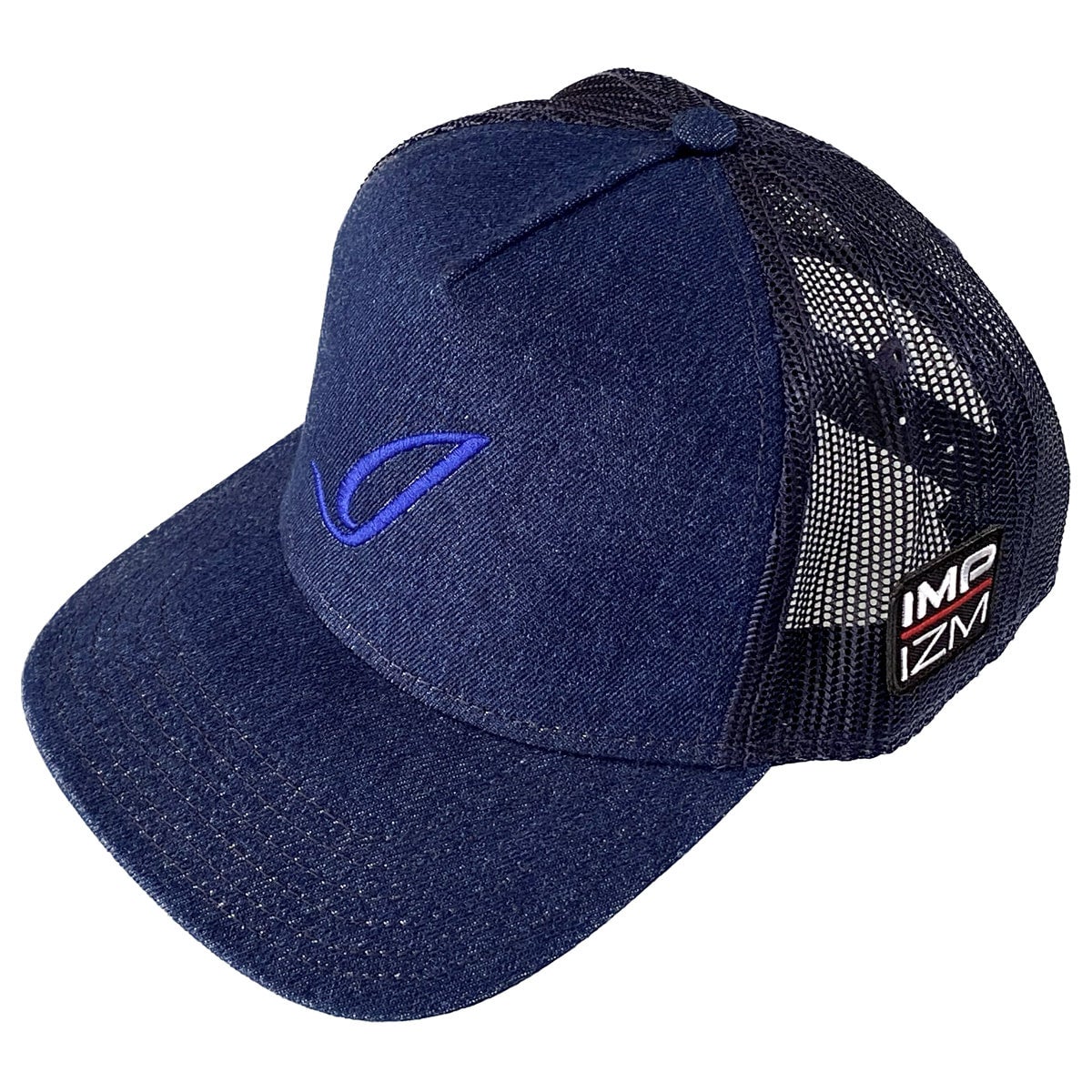 IMPIZM メッシュキャップ デニム イニシャルロゴ 刺繍 ネイビー糸 | IMPIZM