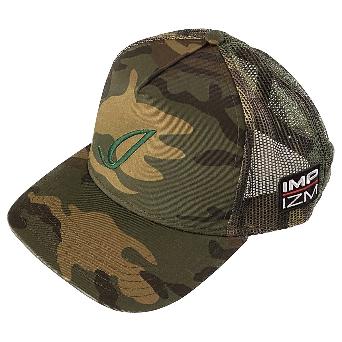 IMPIZM メッシュキャップ カモフラ イニシャルロゴ 刺繍